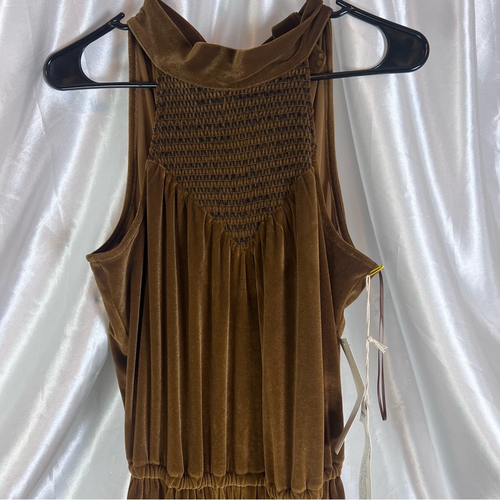 Anthropologie Brown Velvet Jumpsuit NWT